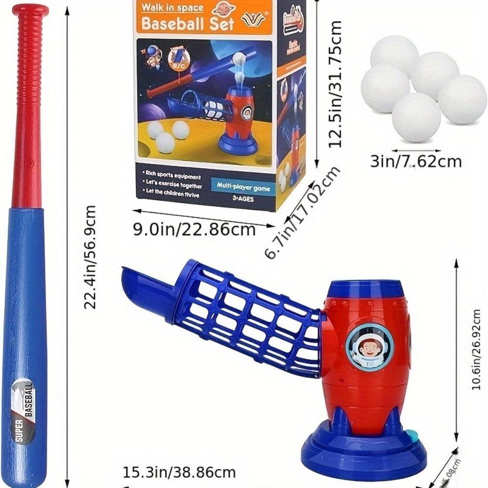 Kids Baseball Pitching Machine Toy Set, Children's Baseball Trainer with Bat, Ball Machine & 10 Balls