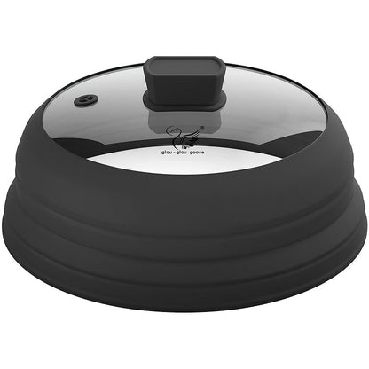 Collapsible Microwave Cover Splatter Guard with Silicone Handle - Foldable Food Cover Lid for Home Cooking, Dining and Outdoor Meals