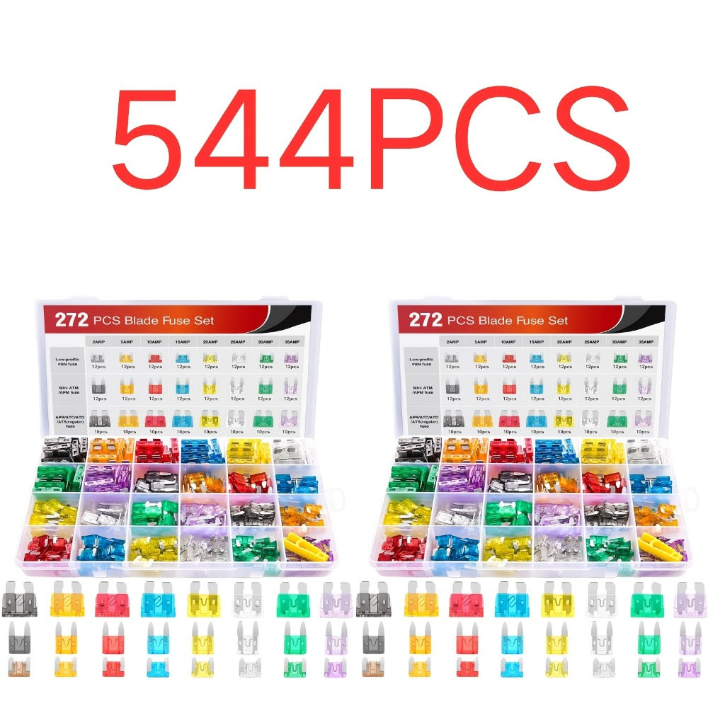 Car Fuse Assortment Kit 372/544pcs – Standard Blade, Mini, LP Mini & Micro2 Automotive Fuses with Puller, 2A-35A for Auto, RV, Truck & Boat
