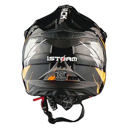 Motorcycle Helmet 1STORM Dirt-Bike Full-Face Shell with Peak Visor, XS-XXL Sizes, Padded Liner and Graphic Styles