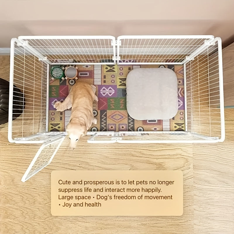 Indoor Dog Enclosure Stainless Steel Multi-Functional Playpen with Resting Play & Potty Training Areas – Flexible Modular Design