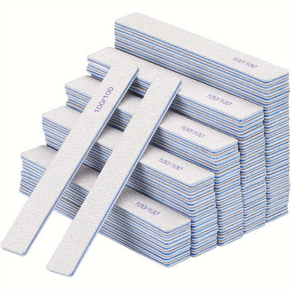 Professional Nail Files 50pcs Bulk Set Double Sided Emery Boards – 80/80, 100/100 & 100/180 Grit Options for Acrylic