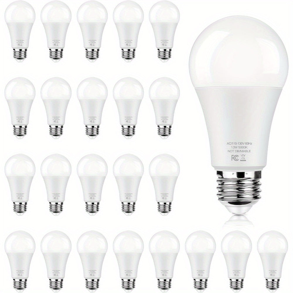 A19 LED Light Bulbs with E26 Base, 13W 1500-Lumen Rating, 3000K or 5000K Light in 12- or 24-Count Packs