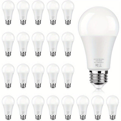A19 LED Light Bulbs with E26 Base, 13W 1500-Lumen Rating, 3000K or 5000K Light in 12- or 24-Count Packs