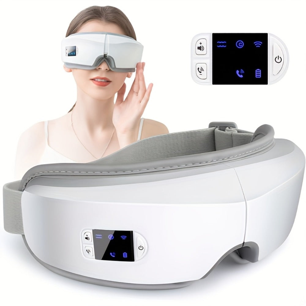 Eye Massager with Heat - 4D Intelligent Portable Eye Mask Massager with Pneumatic Compression, Vibration