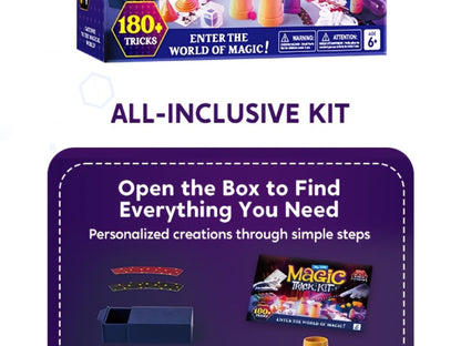 180+ Magic Tricks Kit for Kids, Complete Magician Starter Set with Step-by-Step Video Lessons, Magic Wand