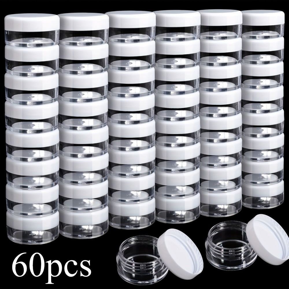 Mini Cosmetic Containers with Lids 60 Pack – 5g Small Round Plastic Sample Jars for Travel, Lip Balm, Lotion, Cream & DIY Beauty