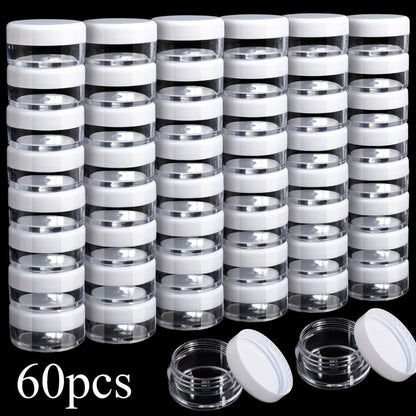 Mini Cosmetic Containers with Lids 60 Pack – 5g Small Round Plastic Sample Jars for Travel, Lip Balm, Lotion, Cream & DIY Beauty