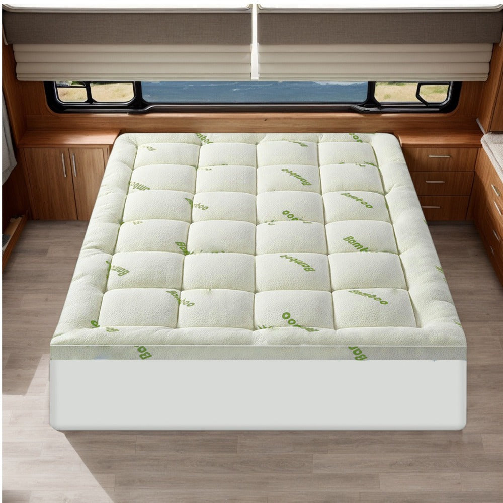 Green Bamboo-Labeled Quilted Mattress Topper with 8–21-Inch Pocket in Twin through California King