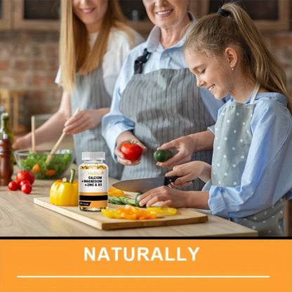 Calcium Magnesium Zinc & Vitamin D3 Capsules, 4-in-1 Synergistic Bone Strength & Immune Support