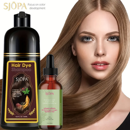 Hair Dye Kit 3-in-1 Color Shampoo with Rosemary Oil 500ml - Natural Safe No Ammonia Quick for Bath Time, Home Spa and Personal Care