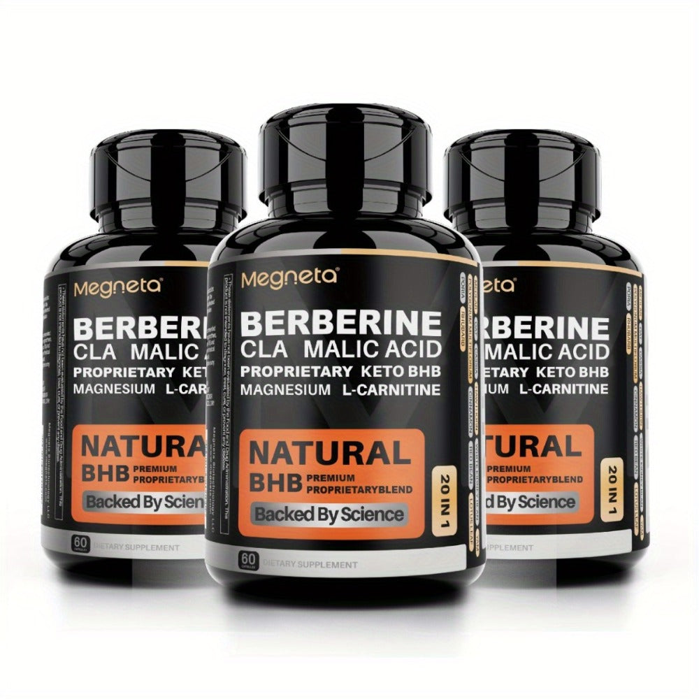Keto BHB Weight Loss Capsules 20-in-1 with L-Carnitine CLA Berberine Malic Acid, Fat Burn Insulin & Liver Health Support