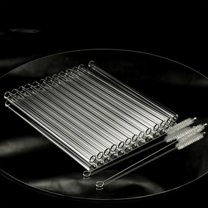 Glass Straws Reusable 12 Pack with Cleaning Brushes – Borosilicate Glass Drinking Straws 6 or 8 Inch, Clear & Colorful, Thick 12mm