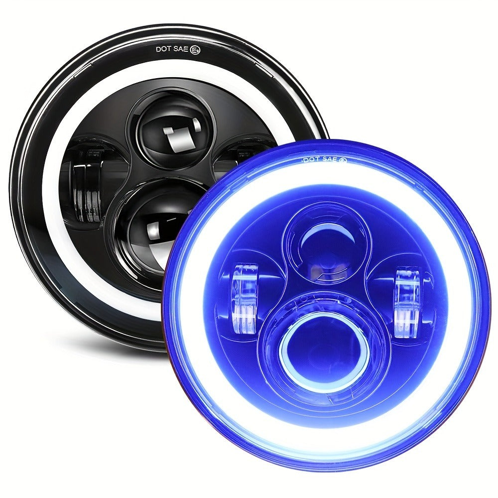 7 Inch Round LED Headlights for Jeep Wrangler JK TJ CJ Colorful DRL Halo Ring Amber Turn Signal High Low Beam