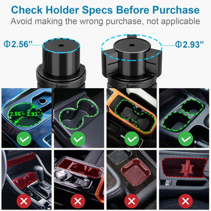 Adjustable Car Cup Holder Expander for 12–64 oz Bottles and Mugs with 2.56-Inch Base, One- or Two-Pack Options