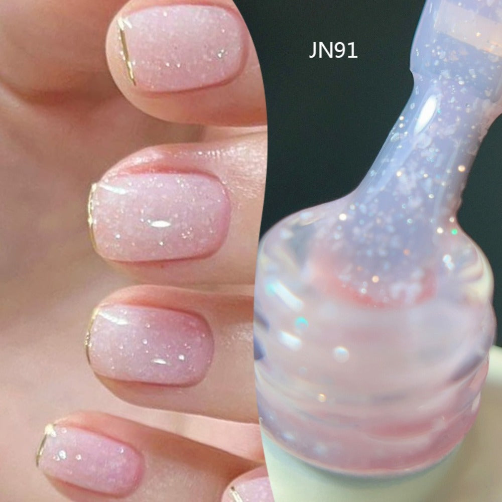 Gel Nail Polish in 10ml Translucent Jelly with 6 Milky, Snow-Glitter and Nude Shade Options