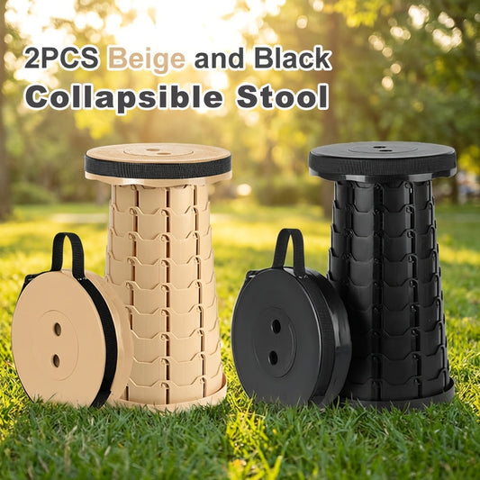 Collapsible Folding Stool 2-Pack – 400lbs Capacity Portable Telescoping Step Stool for Camping, Fishing, Hiking & Kitchen | Lightweight