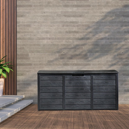 75 Gallon Deck Box with Wheels, 284L Resin Outdoor Storage Box Lockable Plastic Container for Patio