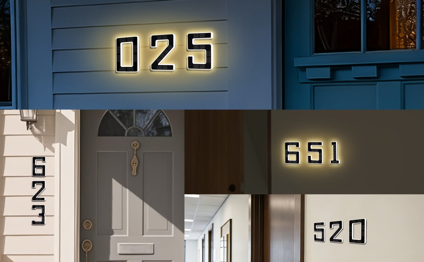LED Solar House Number Light 6.7 Inch Wall Mounted, Smart Sensor Illuminated Address Number for Home Decor