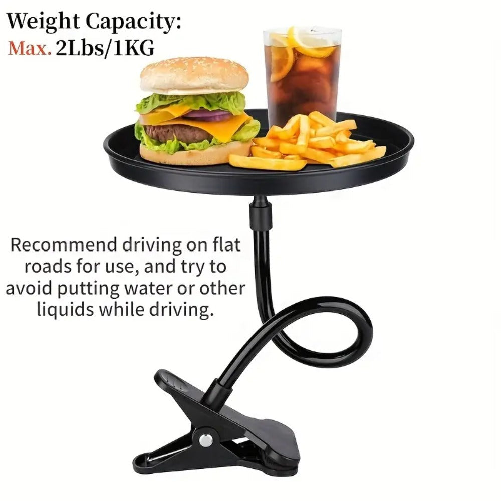 Car Seat Back Tray Table 360° Rotating – Foldable Food Drink Snack Organizer Tray for Car Interior, Non-Slip ABS Travel Tray for Road Trips