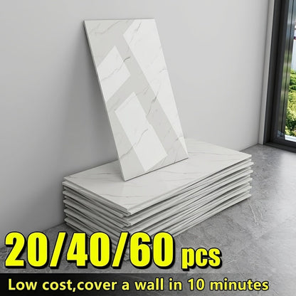 Marble Peel and Stick Wall Panels Self-Adhesive 3D Decorative Tiles – Glossy Marble Sheets, for Entryways, Bedrooms and Living Spaces