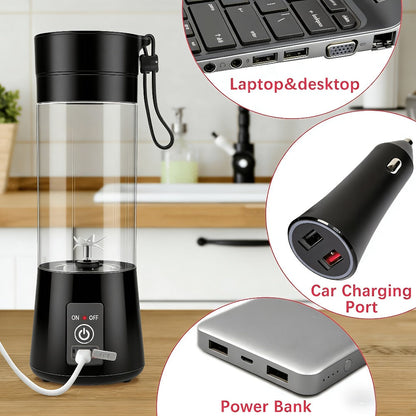 Mini Blender USB Rechargeable 380ml - 6-Blade 22000RPM High-Speed Portable Blender Cup, 304 Stainless Steel