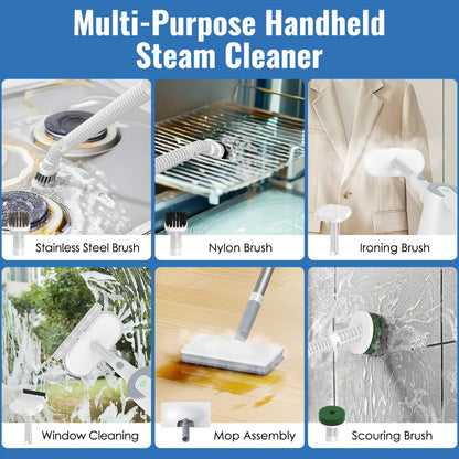 Steam Mop with Detachable Handheld Steam Cleaner 10-in-1 Multi-Purpose Attachments - 2 Pads, Carpet Cleaner for Home