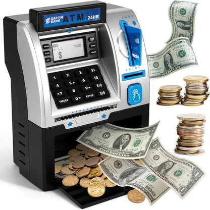 Electronic ATM Kids Piggy Bank with Password, Banknote & Coin Savings Bank for Boys Girls, Birthday Gift