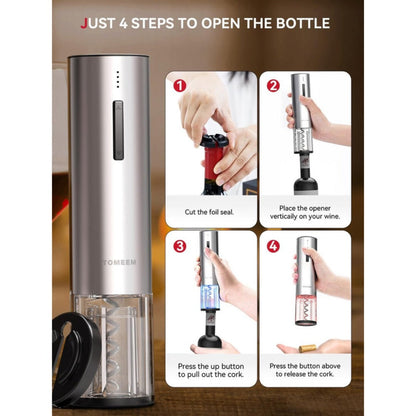 Electric Wine Opener Gift Set Rechargeable, 5-Piece Wine Accessory Kit with Aerator, Vacuum Stoppers