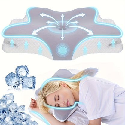 Cervical Neck Pillow for Sleeping - Butterfly Contour Memory Foam Support for Back & Side Sleepers