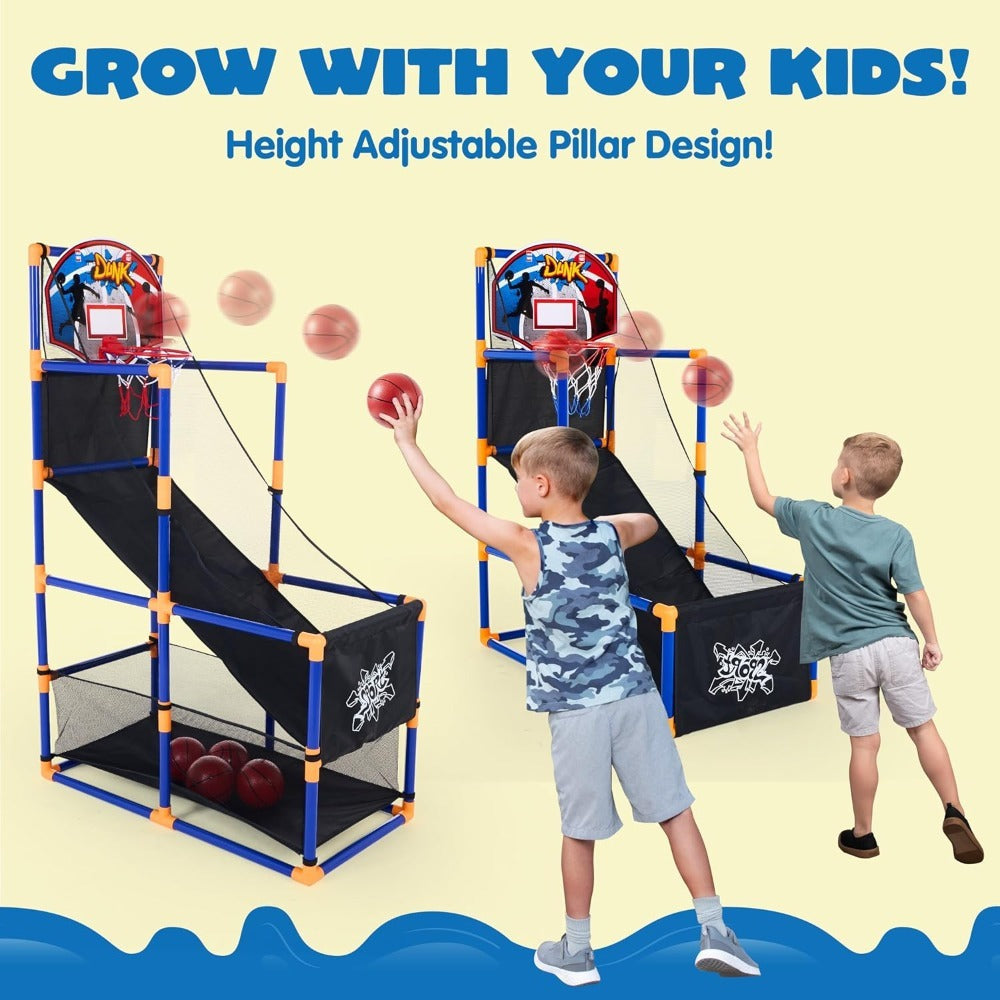 Kids Adjustable Basketball Hoop Set Arcade-Style Stand 4 Balls Air Pump with the Listed Color, Size or Set Options for Everyday Use