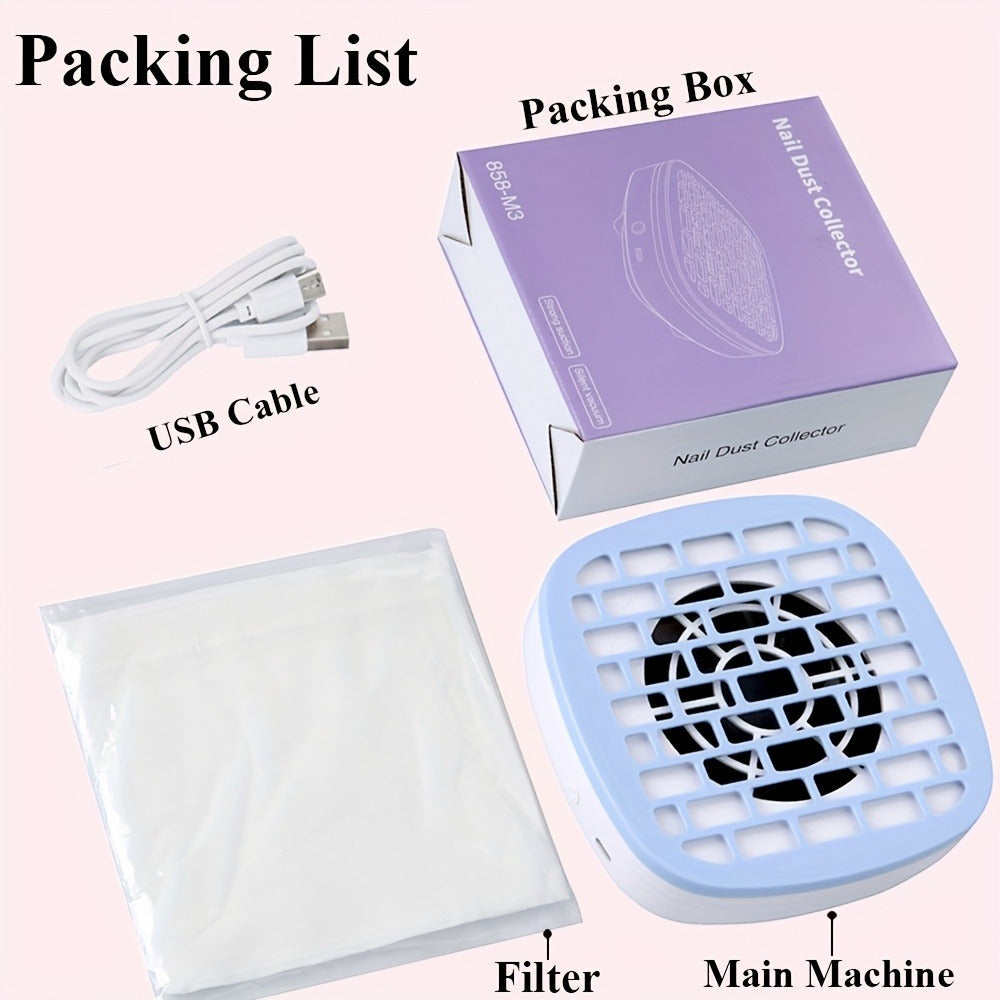 Nail Dust Collector Desktop USB Electric Nail Vacuum Fan Powerful Suction Powder Removal Machine with Filter