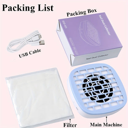 Nail Dust Collector Desktop USB Electric Nail Vacuum Fan Powerful Suction Powder Removal Machine with Filter