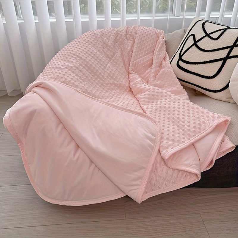 Cooling Blanket for Summer – Breathable Lightweight Throw with Soundwave Embossed Striped Design, 100% Polyester Machine Washable Blanket