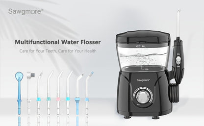 Water Flosser for Teeth & Braces 600ml Large Tank – 10 Adjustable Pressure Levels 8 Nozzles IPX4 Waterproof Professional Oral Irrigator