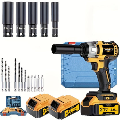 Cordless Impact Wrench Set with Charger Lithium-Ion Portable Electric Wrench Quick Charge for Home for Home, Garage and DIY Projects