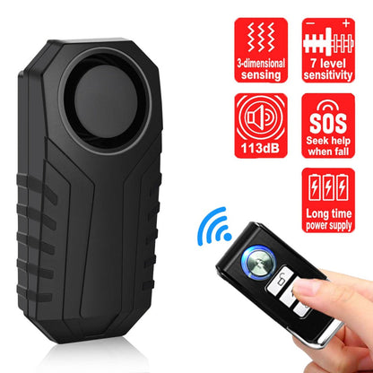 Motorcycle Alarm Anti-Theft 113dB – Wireless Remote, Adjustable Volume & Motion Sensitivity, Universal Handlebar Strap for Motorcycle