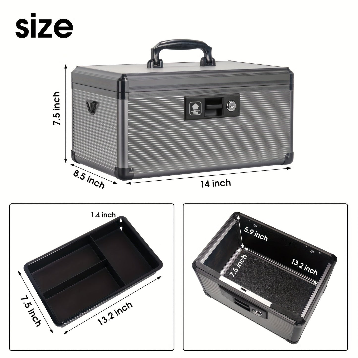 Aluminum Alloy Lockable Medicine Box – Double Layer Large Capacity Storage Box with Key Lock, Handle & Tray for Medicines