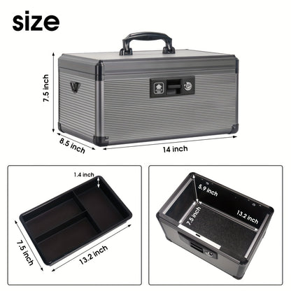 Aluminum Alloy Lockable Medicine Box – Double Layer Large Capacity Storage Box with Key Lock, Handle & Tray for Medicines