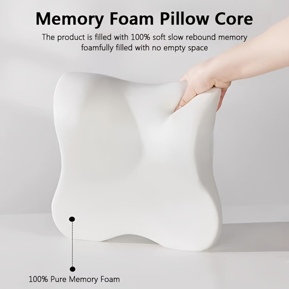 Car Headrest Neck Pillow 100% Memory Foam Ergonomic Support – Breathable Removable Washable Cover Adjustable Buckle for Driver Passenger