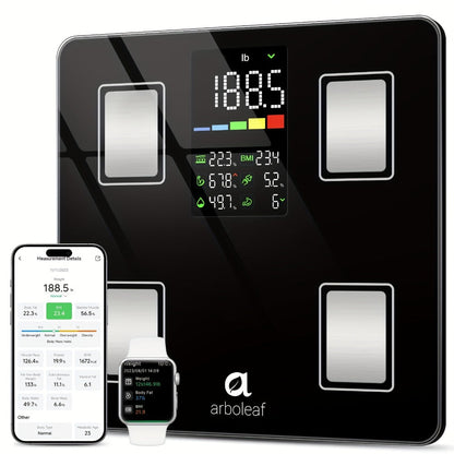 Smart Body Scale 14-in-1, Body Fat Scale with BMI, Mass & 14 Health Metrics, Wireless Bluetooth App Sync
