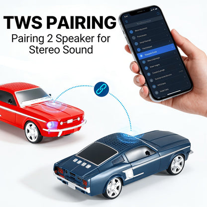 Retro Classic Car Model Bluetooth Speaker with Deep Bass, Colorful LED Lights, FM Radio, USB TF AUX Inputs