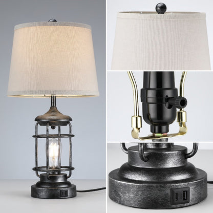 Farmhouse Table Lamps Set of 2 with 4 LED Bulbs for Entryways, Bedrooms and Living Spaces, with Listed Configuration