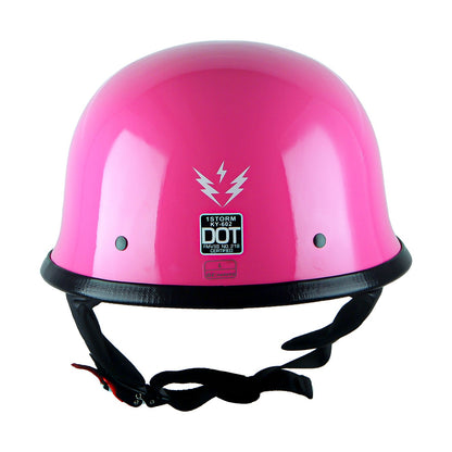 German Style Motorcycle Half Face Helmet – Novelty Skull & Carbon Fiber Design, UV Glossy Finish, Removable Washable Padding