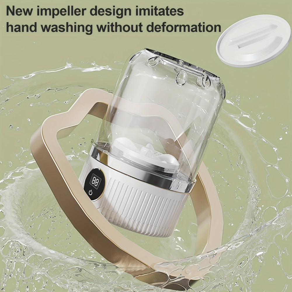 Portable Mini Washing Cup One-Button Start 2 Modes Impeller Hand-Wash Simulation Space-Saving for Entryways, Bedrooms and Living Spaces