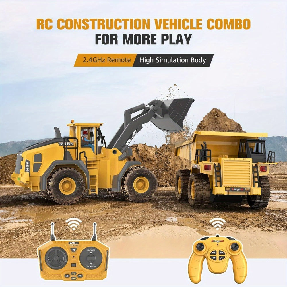 RC Wheel Loader Toy 1:20 Scale 2.4GHz 9-Channel Remote Control Construction Truck with Realistic Lights & Sounds