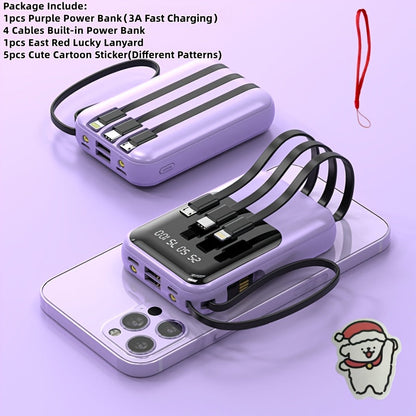 10000mAh Mini Power Bank 4 Built-In Cables Ultra-Bright LED Digital Display for an Everyday Personal Care Routine