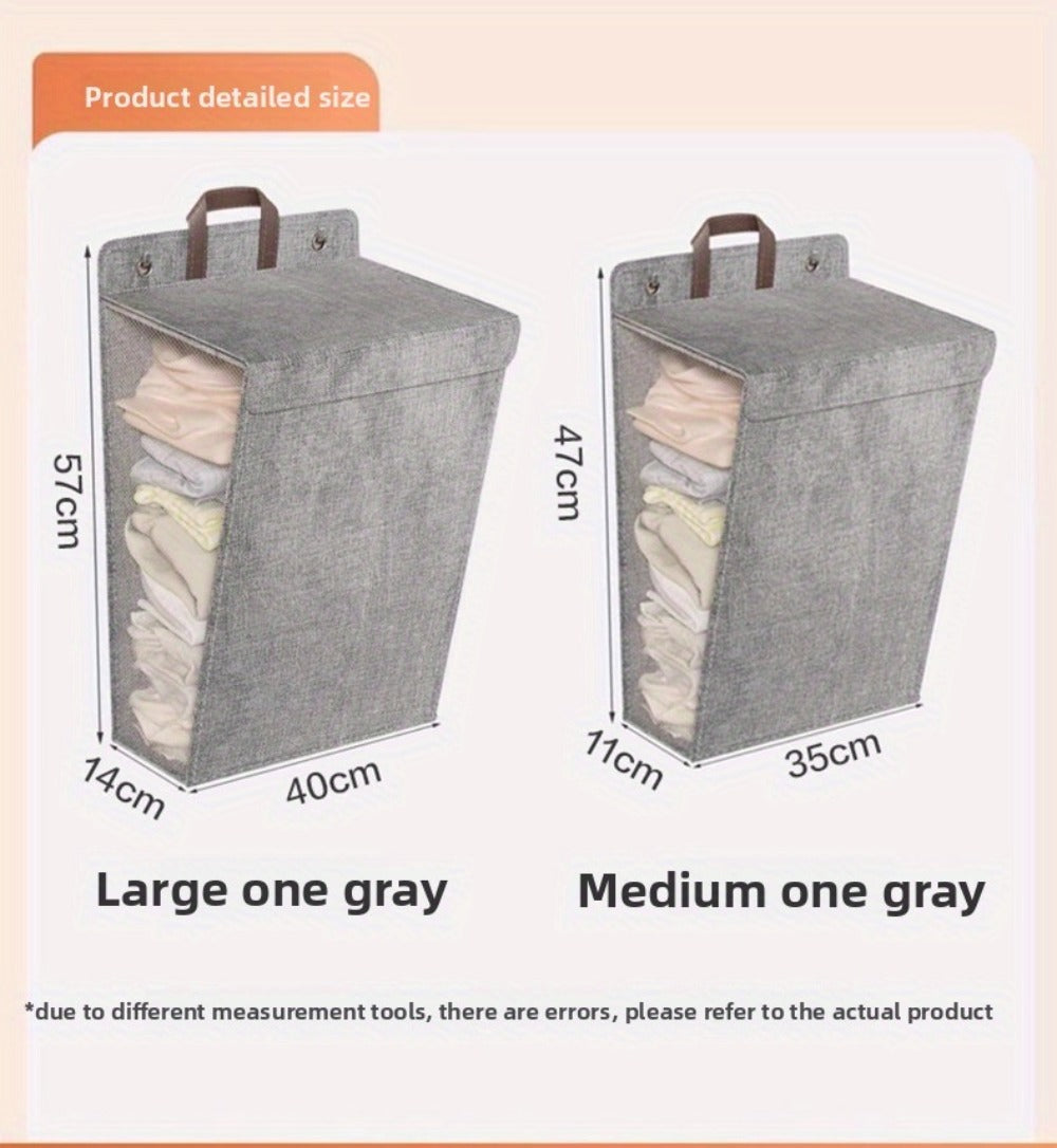 Wall Mounted Laundry Hamper Foldable Oxford Cloth with Lid | Space Saving Clothes Storage Basket for Bedroom Bathroom Living Room | Large