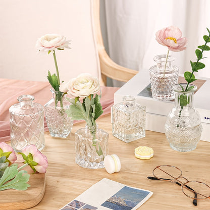 Glass Bud Vases Set of 64 Small Clear Flower Vases for Centerpieces Wedding Table Decor Rustic Vintage Home Decoration Multi-Size Mini Vase