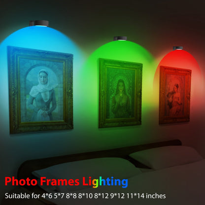 Picture Lights for Wall 13 RGB Color LED Art Light, Wireless Battery Operated Magnetic Painting Light with Remote